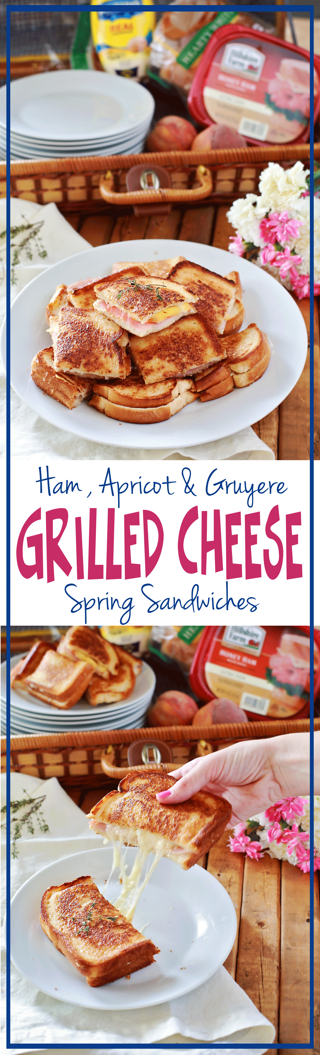 Ham, Apricot and Gruyere Grilled Chese Sandwichs with thyme, recipe by Flirting with Flavor