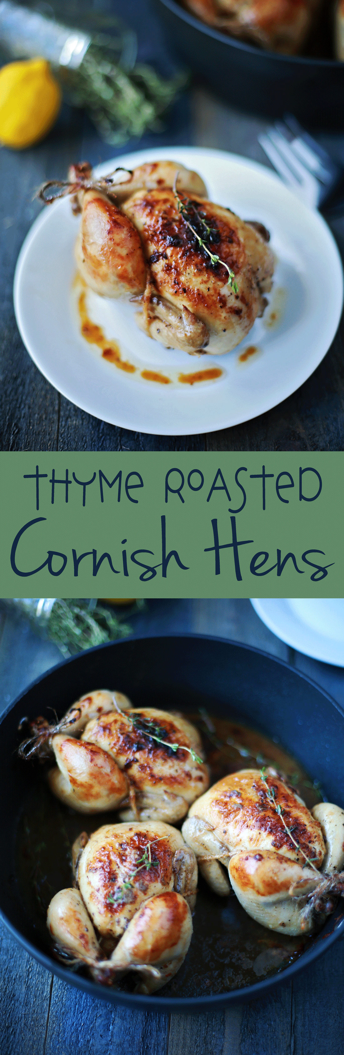 This was SOOO easy to make and absolutely delicious!!! Thyme Roasted Cornish Hens by Flirting with Flavor.
