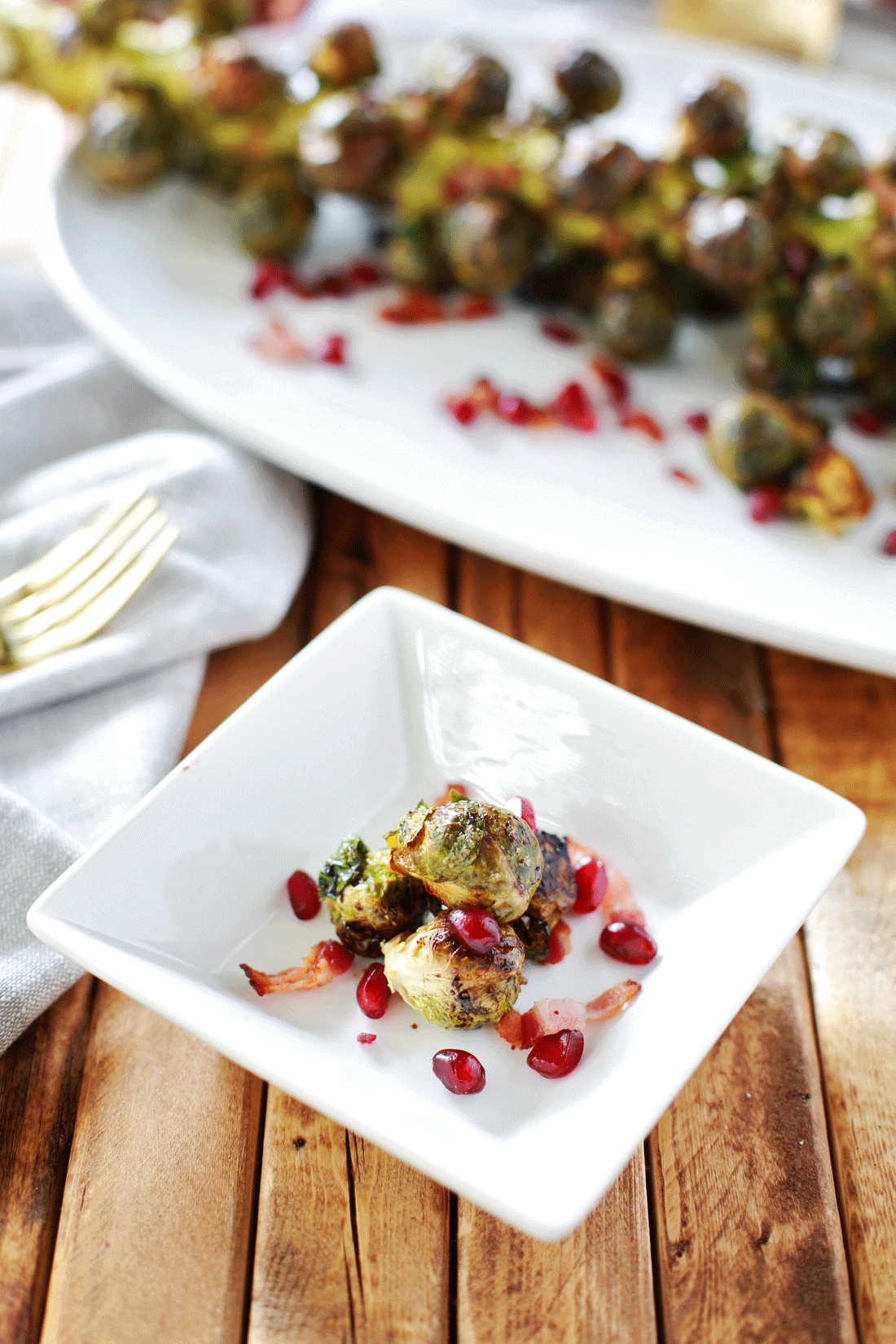Brussels Sprouts with Pomegranate Balsamic Glaze by Flirting with Flavor