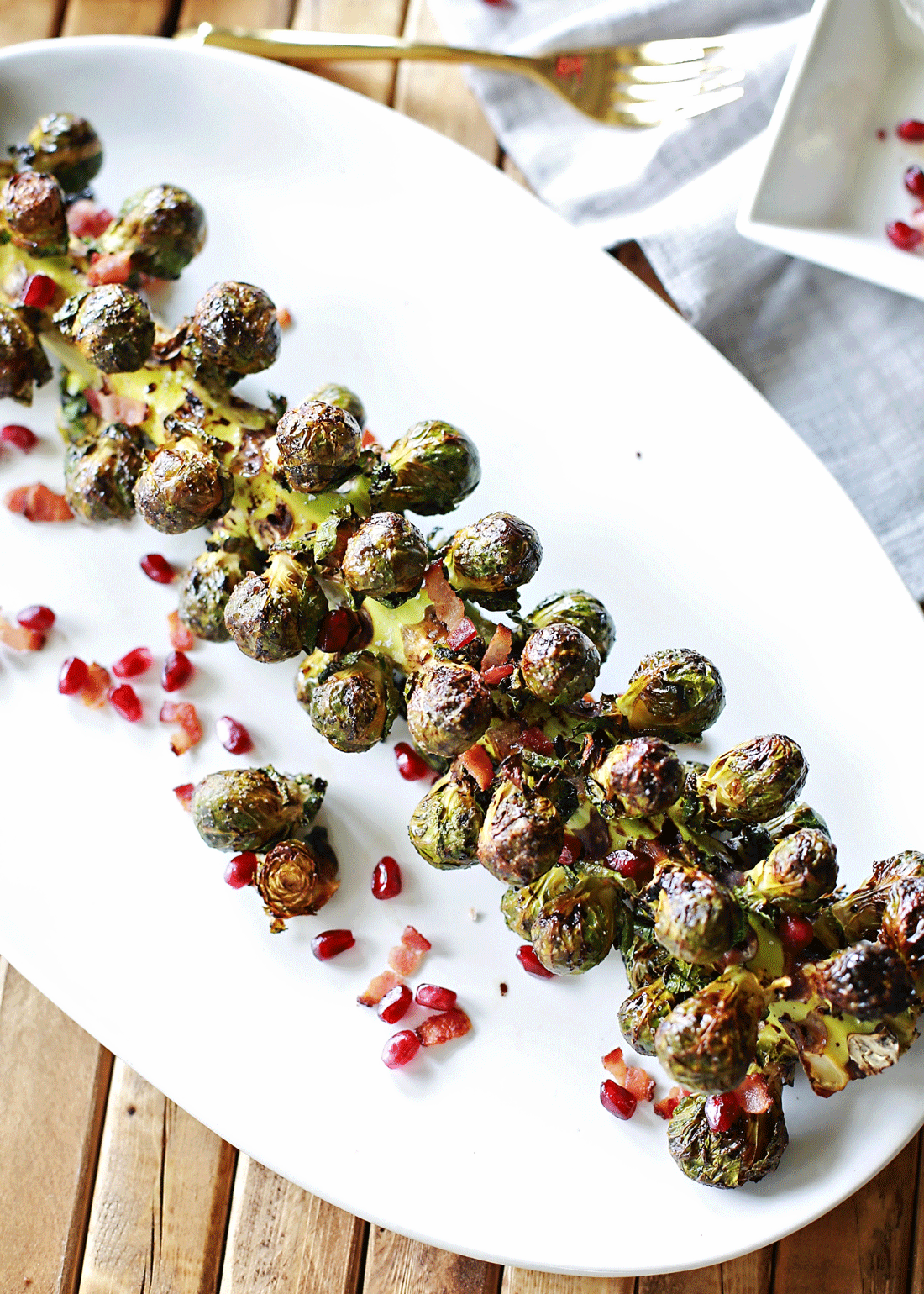 Brussels Sprouts with Pomegranate Balsamic Reduction by Flirting with Flavor