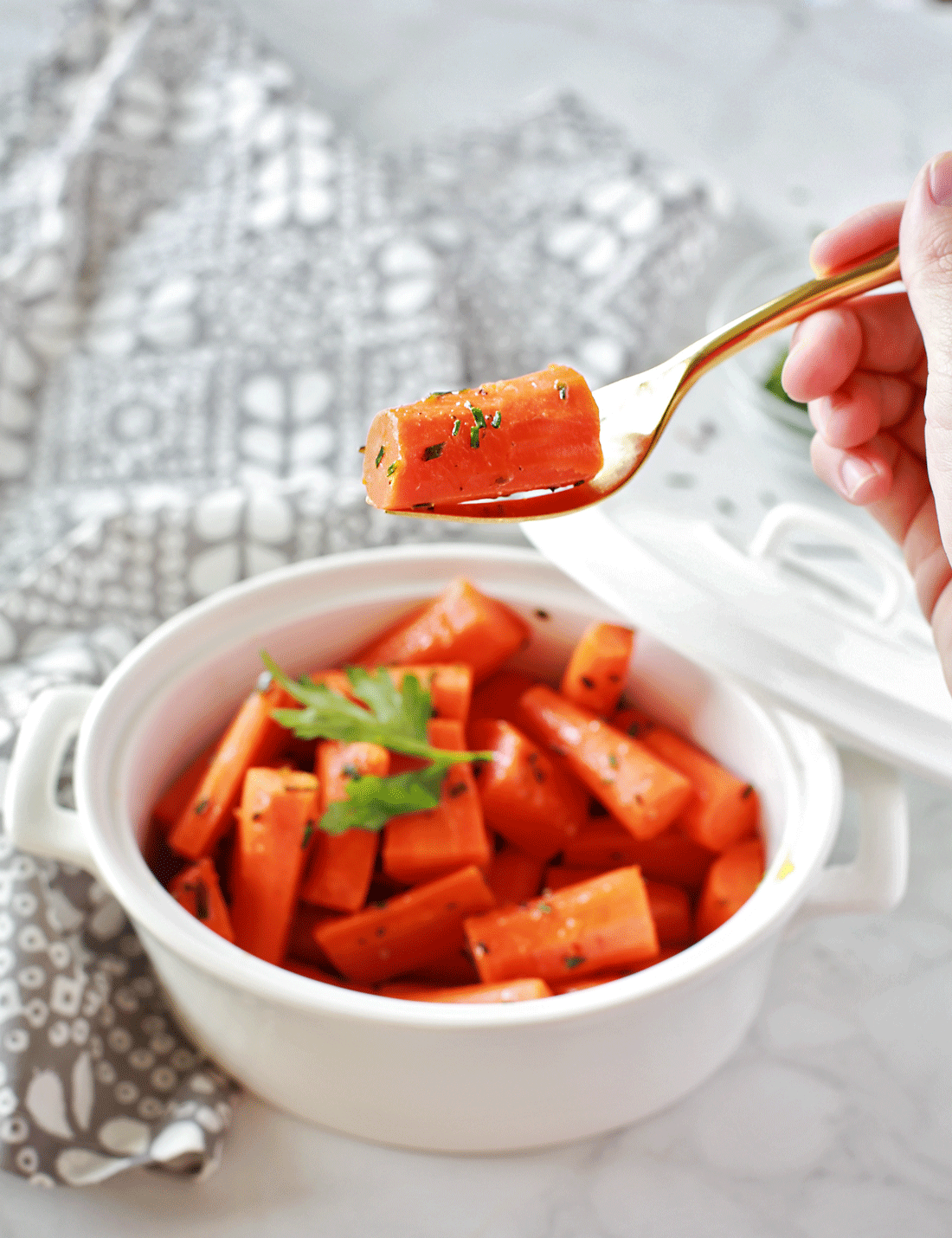 Glazed Carrots with Herbs by Flirting with Flavor. Paleo and Whole 30 options. These are shockingly good carrots!