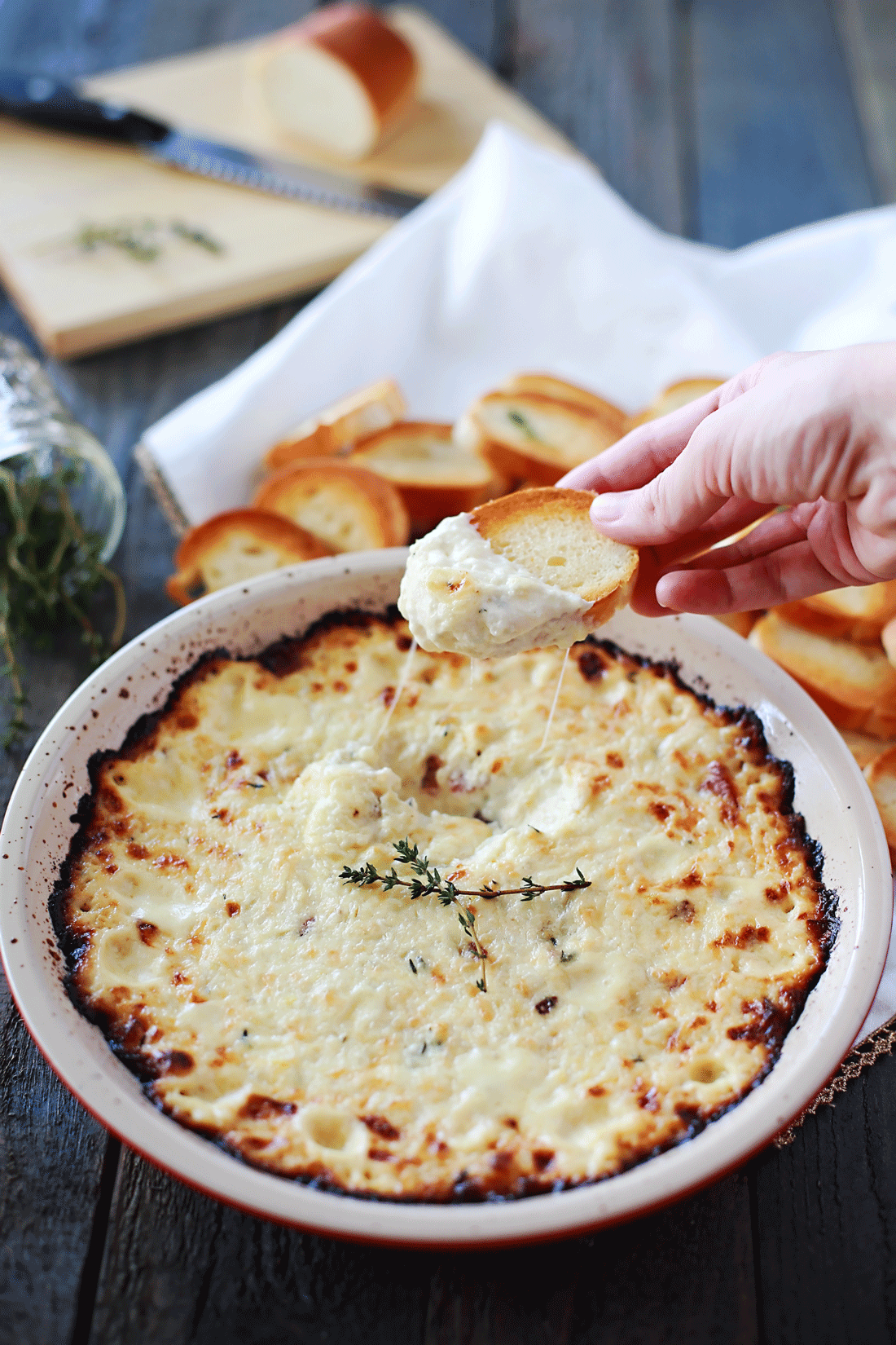 Melted Onions Thyme And Bacon Gruyere Cheese Dip Tangled With Taste