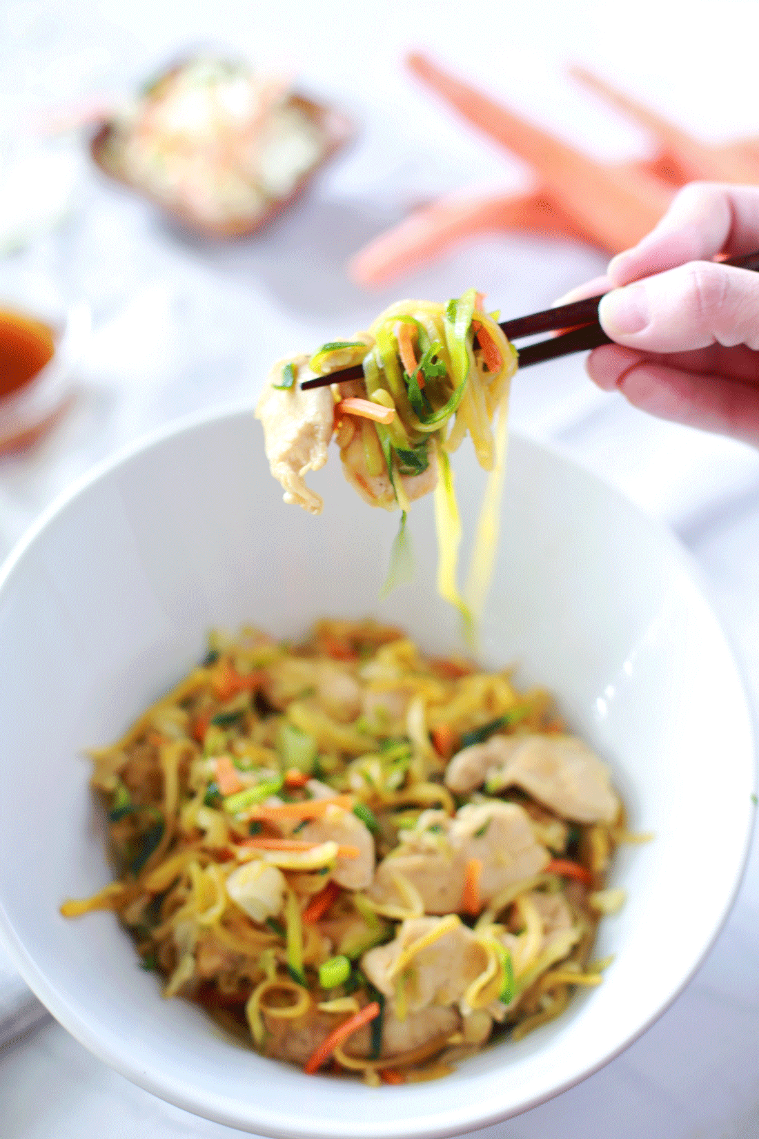 Zoodle (Zucchini Noodle) Chicken Lo Mein by Flirting with Flavor
