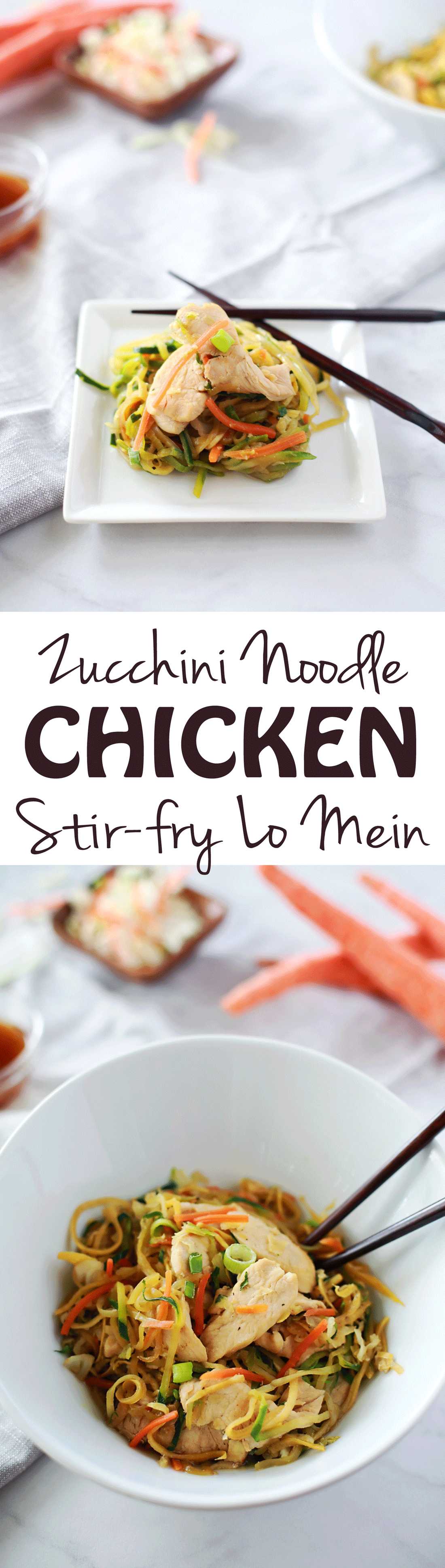 Zucchini Noodle (Zoodle Chicken Lo Mein by Flirting with Flavor!!!! Delicious and easy recipe that's ready in 20 minutes! Yum!!!