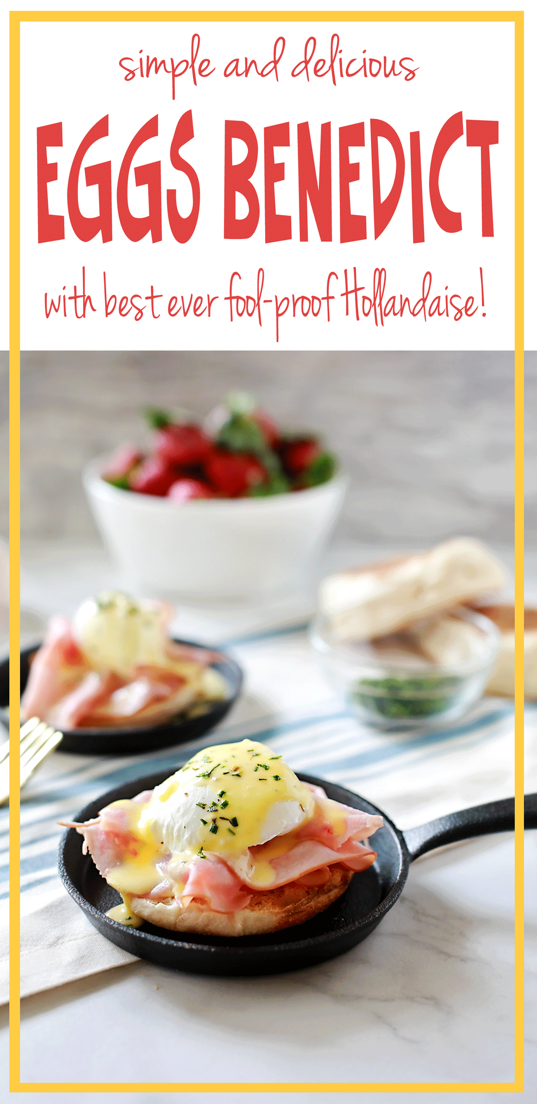 Best EVER Eggs Benedict with Fool Proof blender Hollandaise sauce. AMazing recipe by Flirting with Flavor!
