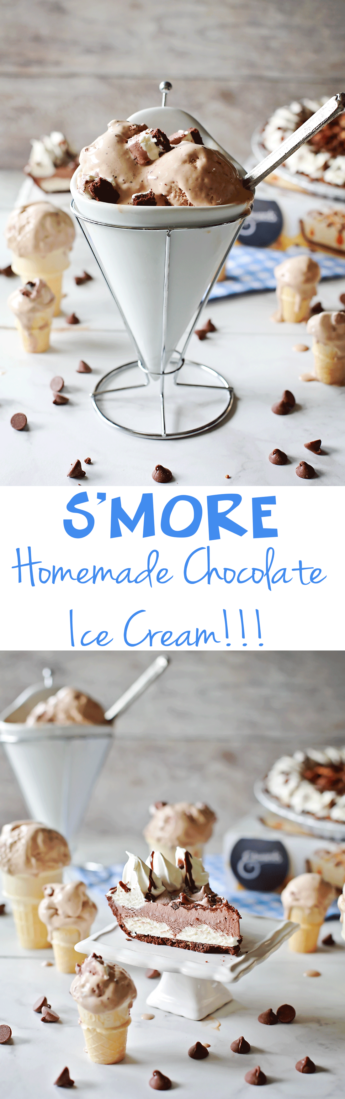 S'more homemade Chocolate Ice Cream recipe by Flirting with Flavor using Edwards S'mores Pies. #ad #collectivebias #SameTasteNewLook
