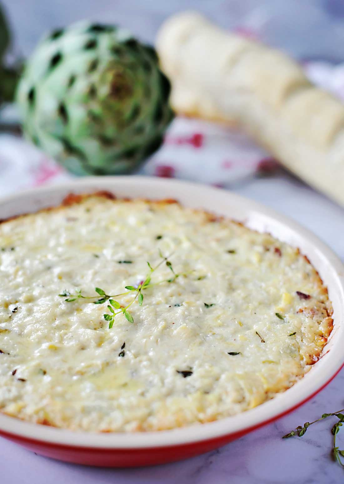 super yummy hot artichoke dip by Flirting with Flavor