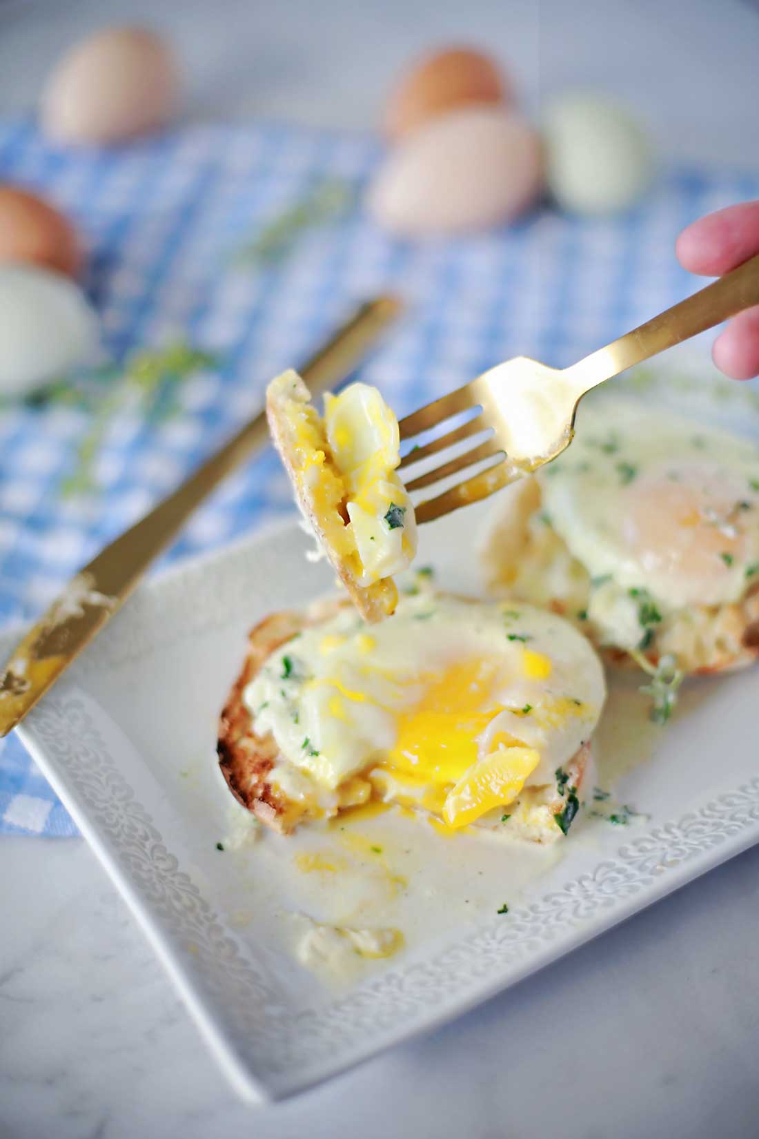 Herbs and Cream Eggs. THe most delicious ten minute breakfast ever of all time! Perfect for brunch and fancy breakfasts or everyday since it only takes a couple minutes...