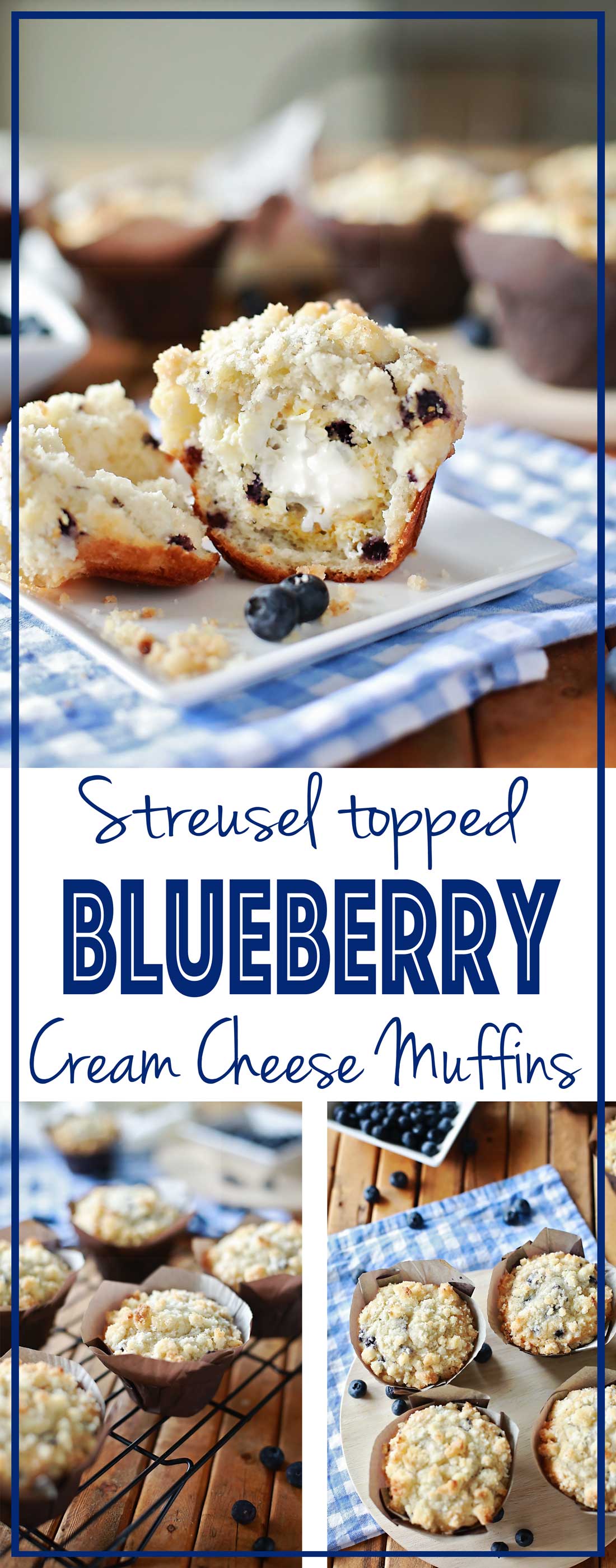 The best Blueberry Muffins EVER!!! Cream Cheese and Blueberries Muffins topped with Streusel!!!