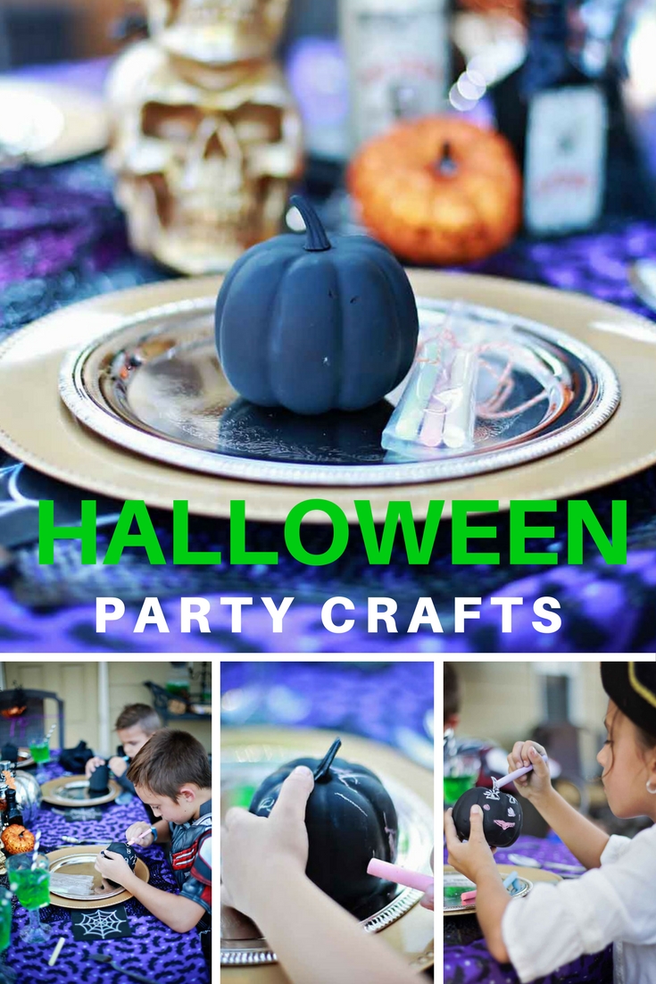 Halloween Party crafts including Chalk Paint Jack-o-lanterns, or CHalk-O-lanterns!