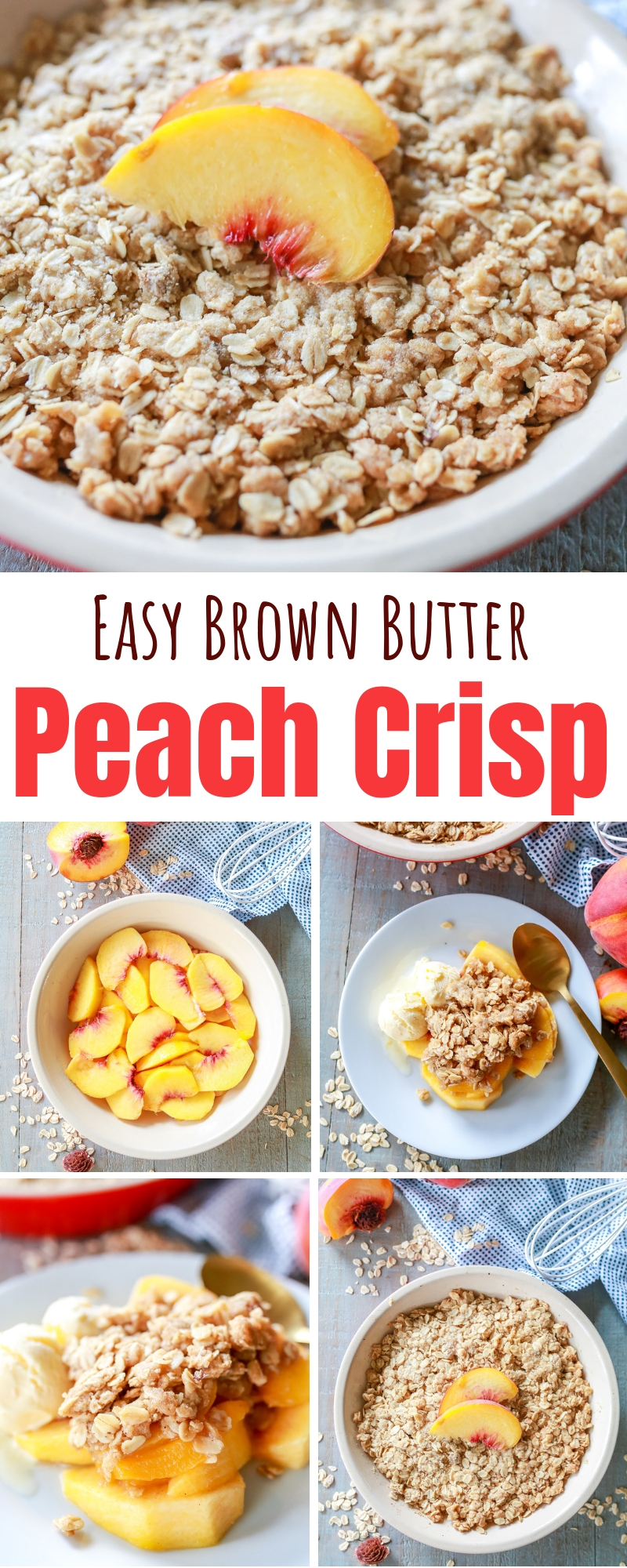 Peach Crisp that is SOOOO good!!! And the brown butter is made in the microwave so it's crazy easy to make too! Love this recipe so much!