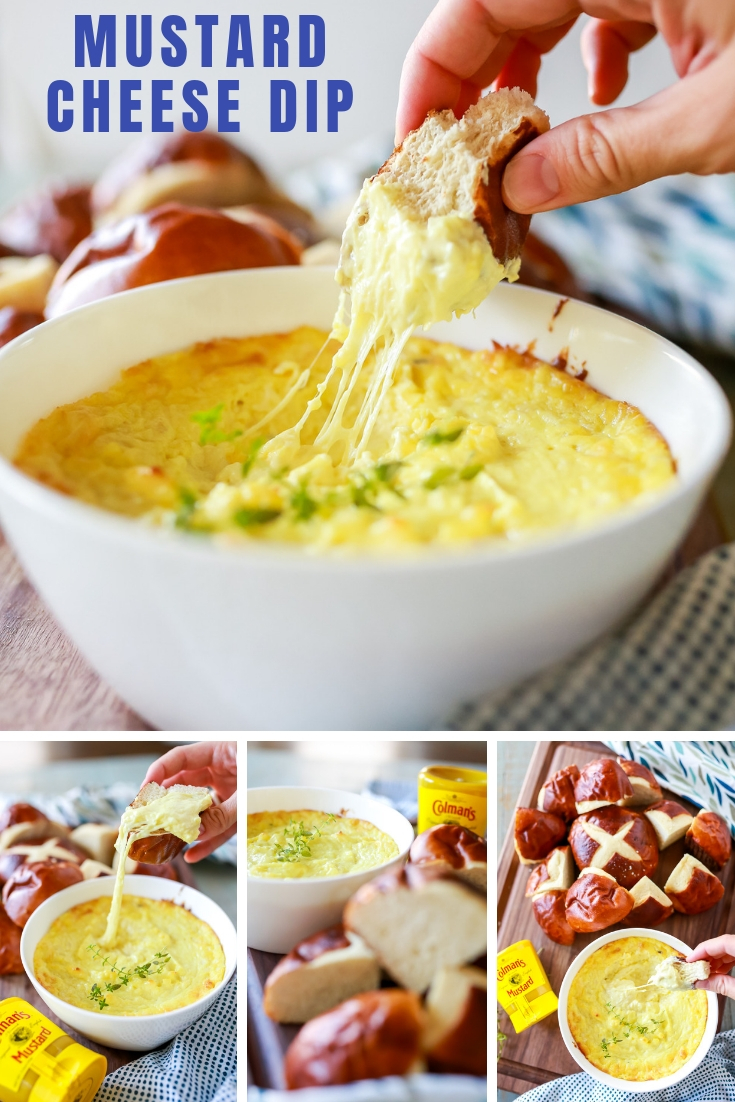 Mustard Cheese Dip with Pretzels Tangled with Taste