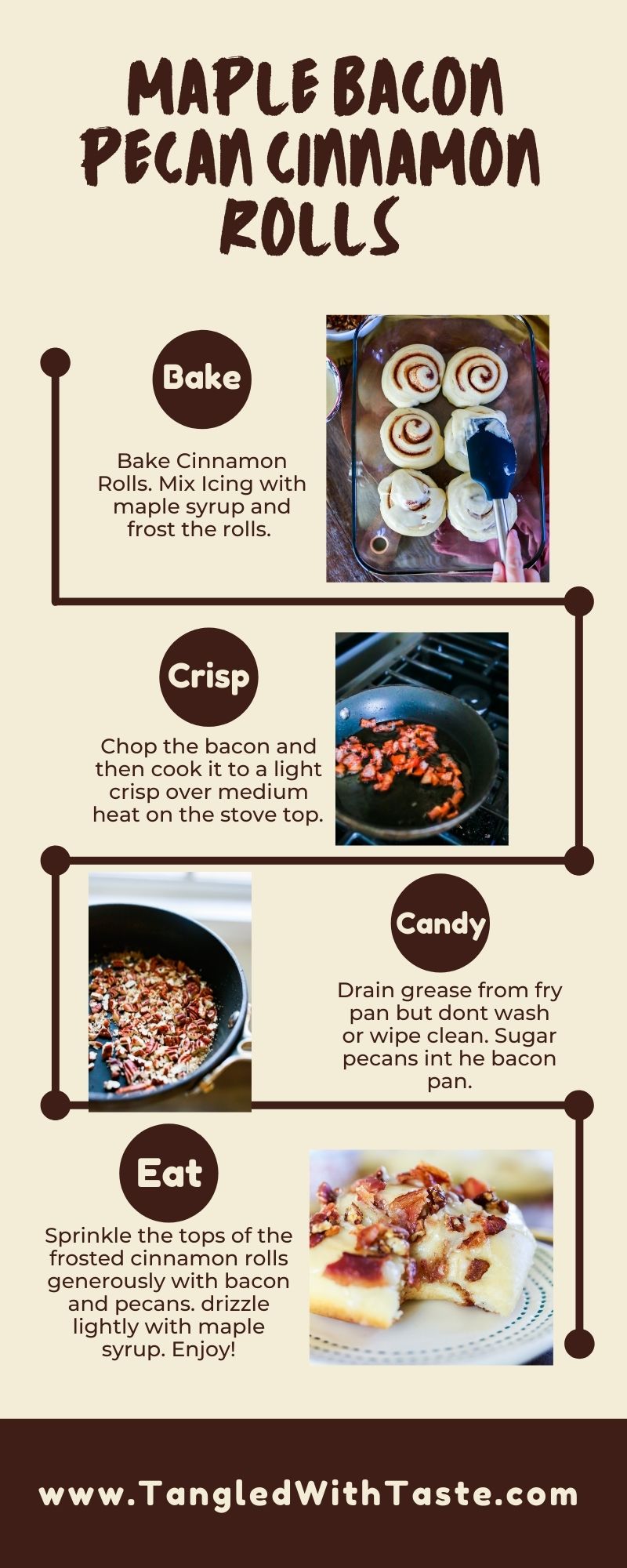 Easy recipe for the fluffiest yummiest maple bacon pecan cinnamon rolls